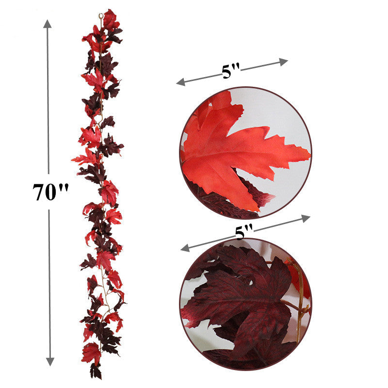 70 Inch Artificial Fall Plum Red Maple Leaf Vines – 70 Pcs Autumn Decor