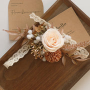 Retro Champagne Rose and Burnt Orange Mum Wrist Corsage Bulk Pack, Artificial Flowers