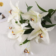 33 Inch Artificial Lilies Spray Stems, 6 Pcs Real Touch Retro Style Silk Flowers