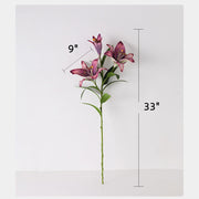 33 Inch Artificial Lilies Spray Stems, 6 Pcs Real Touch Retro Style Silk Flowers