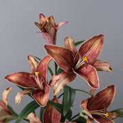 33 Inch Artificial Lilies Spray Stems, 6 Pcs Real Touch Retro Style Silk Flowers
