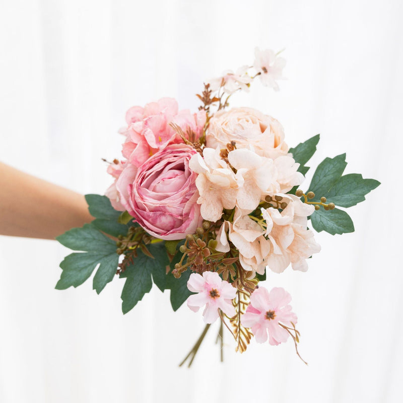 12.8 Inch Faux Peony and Hydrangea Mixed Flower Bouquets, Bulk Wholesale, Artificial Silk Flowers