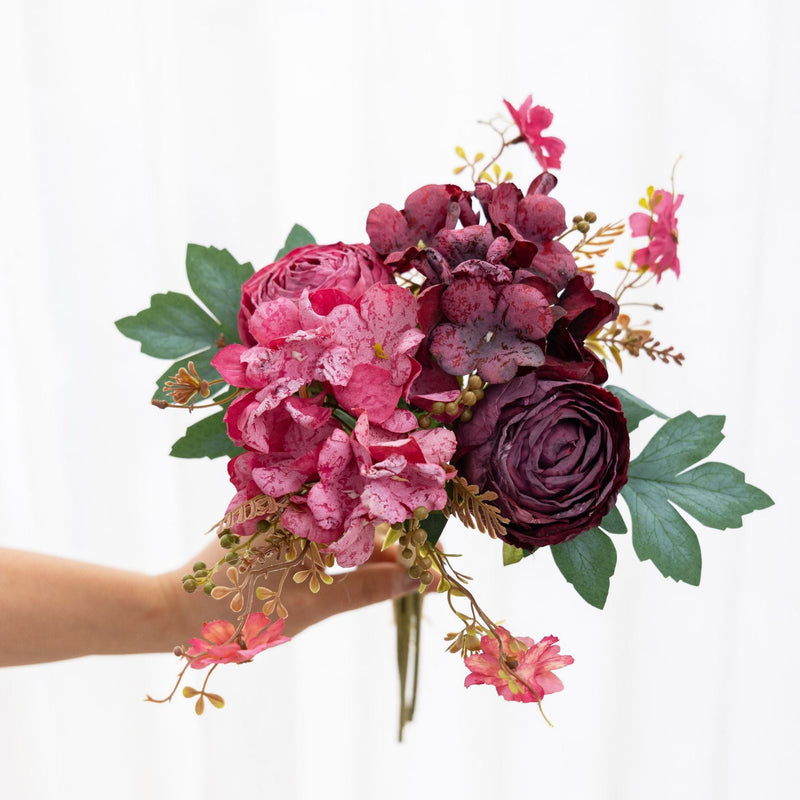 12.8 Inch Faux Peony and Hydrangea Mixed Flower Bouquets, Bulk Wholesale, Artificial Silk Flowers