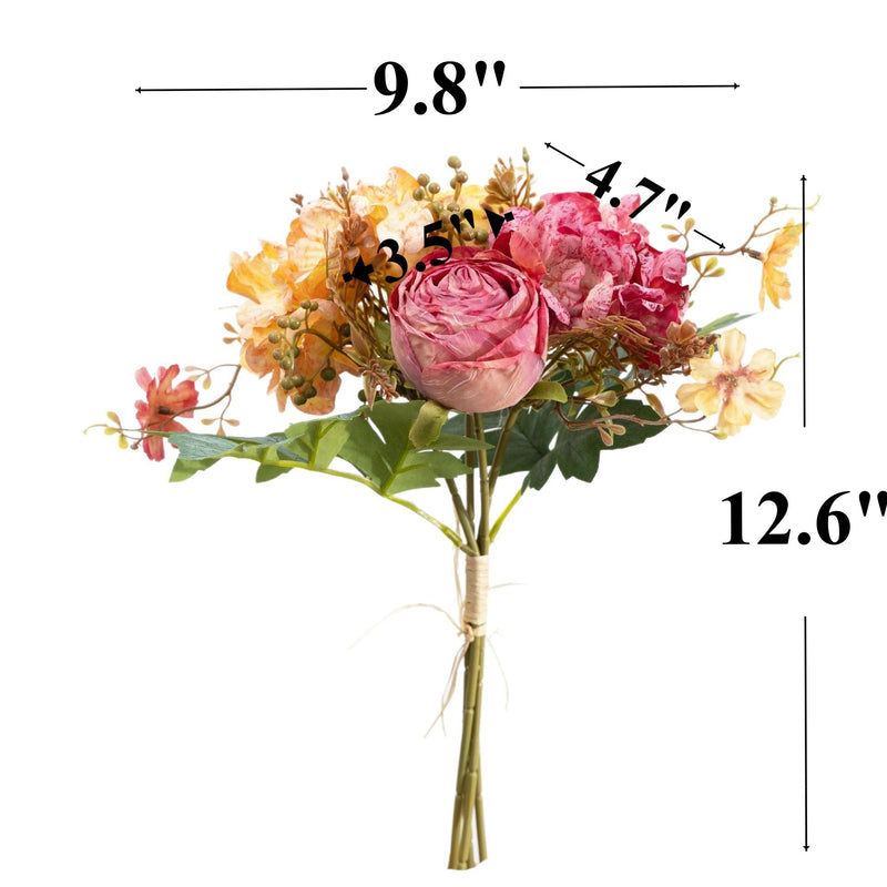 12.8 Inch Faux Peony and Hydrangea Mixed Flower Bouquets, Bulk Wholesale, Artificial Silk Flowers