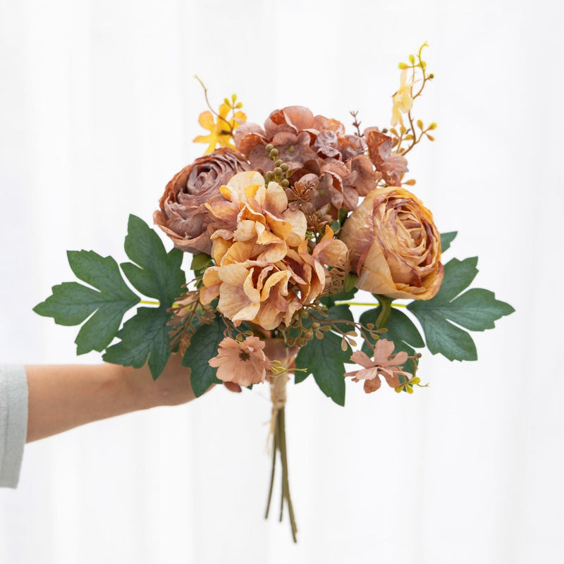 12.8 Inch Faux Peony and Hydrangea Mixed Flower Bouquets, Bulk Wholesale, Artificial Silk Flowers