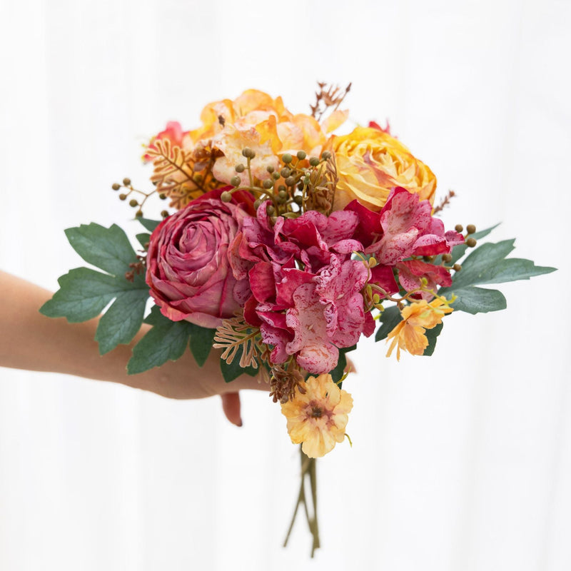 12.8 Inch Faux Peony and Hydrangea Mixed Flower Bouquets, Bulk Wholesale, Artificial Silk Flowers