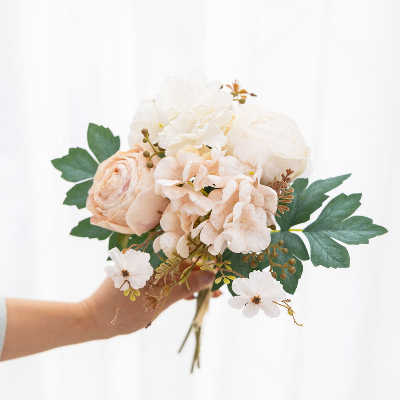 12.8 Inch Faux Peony and Hydrangea Mixed Flower Bouquets, Bulk Wholesale, Artificial Silk Flowers