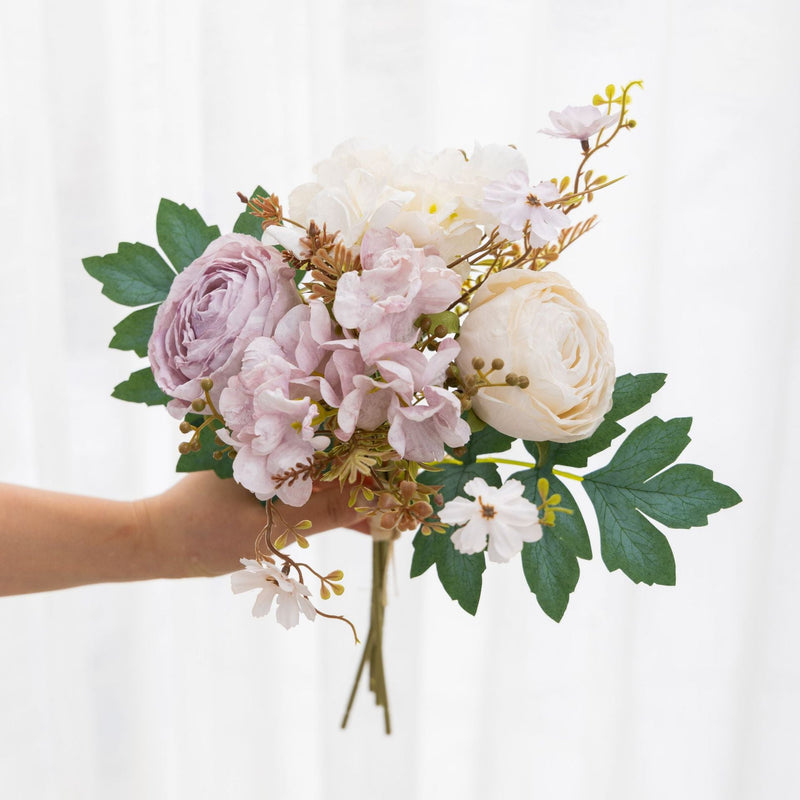 12.8 Inch Faux Peony and Hydrangea Mixed Flower Bouquets, Bulk Wholesale, Artificial Silk Flowers