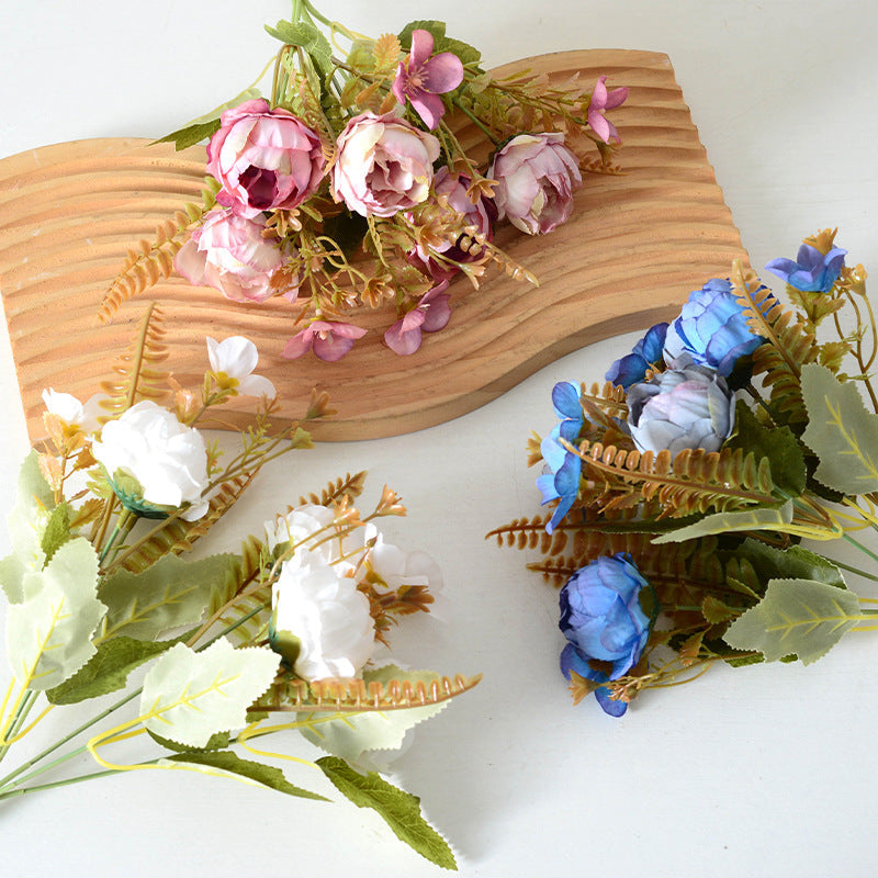 11 Inch Small Artificial Peony Bush Bouquet 10 Pcs Bulk Wedding Craft Flowers