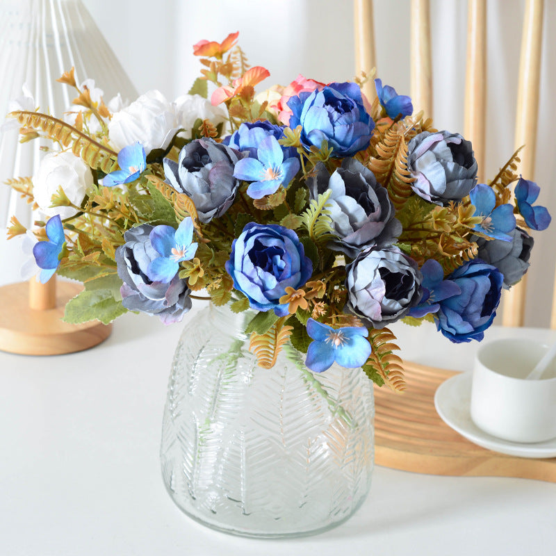 11 Inch Small Artificial Peony Bush Bouquet 10 Pcs Bulk Wedding Craft Flowers