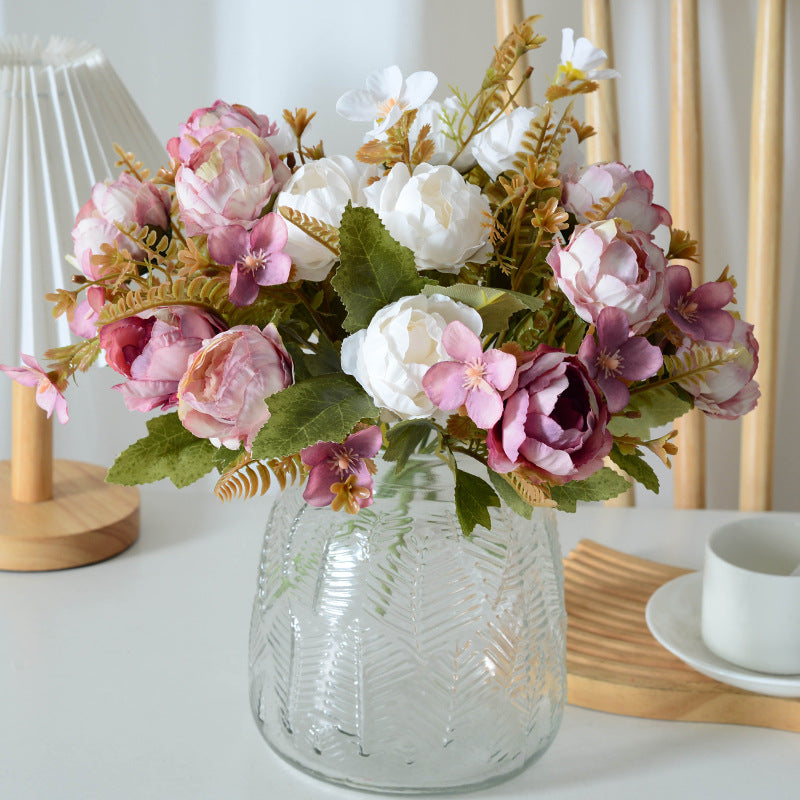 11 Inch Small Artificial Peony Bush Bouquet 10 Pcs Bulk Wedding Craft Flowers