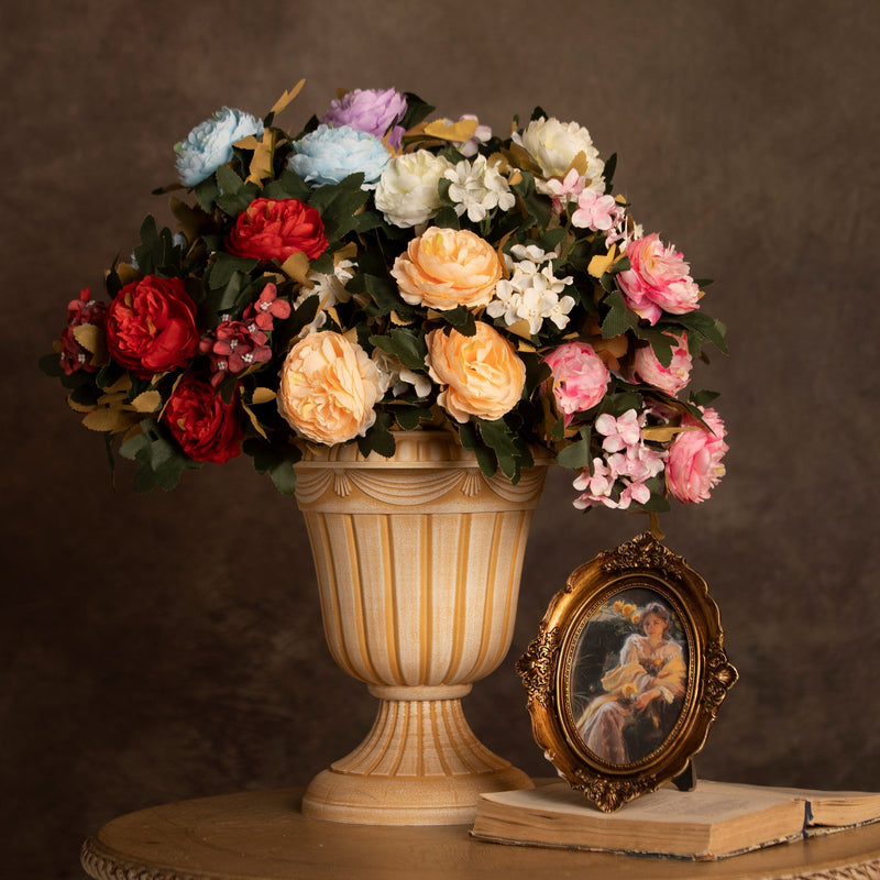 16 Inch Vintage Peony Bush Bouquet with Mixed Hydrangea, 1 Bulk Artificial Silk Flowers for Wedding Crafts Party