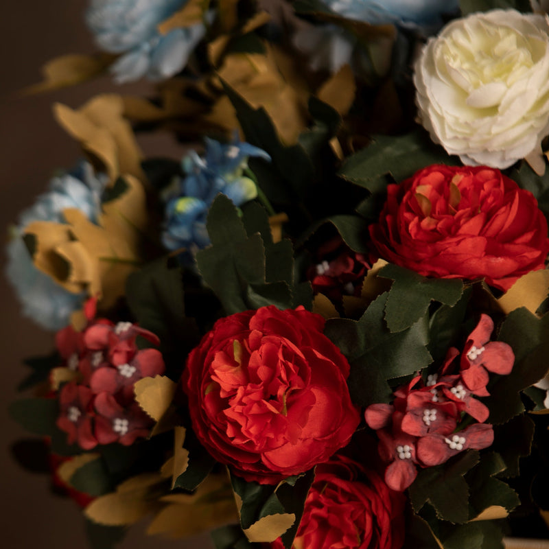 16 Inch Vintage Peony Bush Bouquet with Mixed Hydrangea, 1 Bulk Artificial Silk Flowers for Wedding Crafts Party