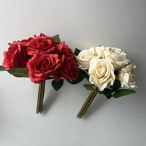 9 Inch Silk Rose Bouquet – Artificial Rose Flowers, 9 Stems