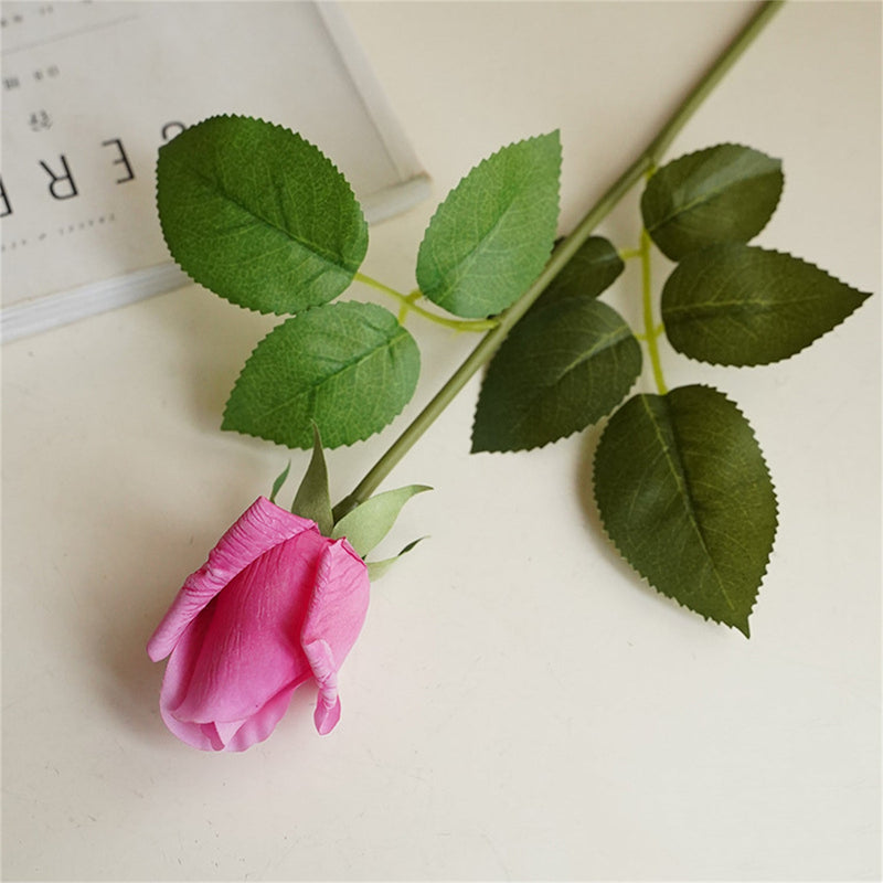 21 Inch Real Touch Rose Buds Stems 10 Pcs Artificial Silk Flower Arrangements
