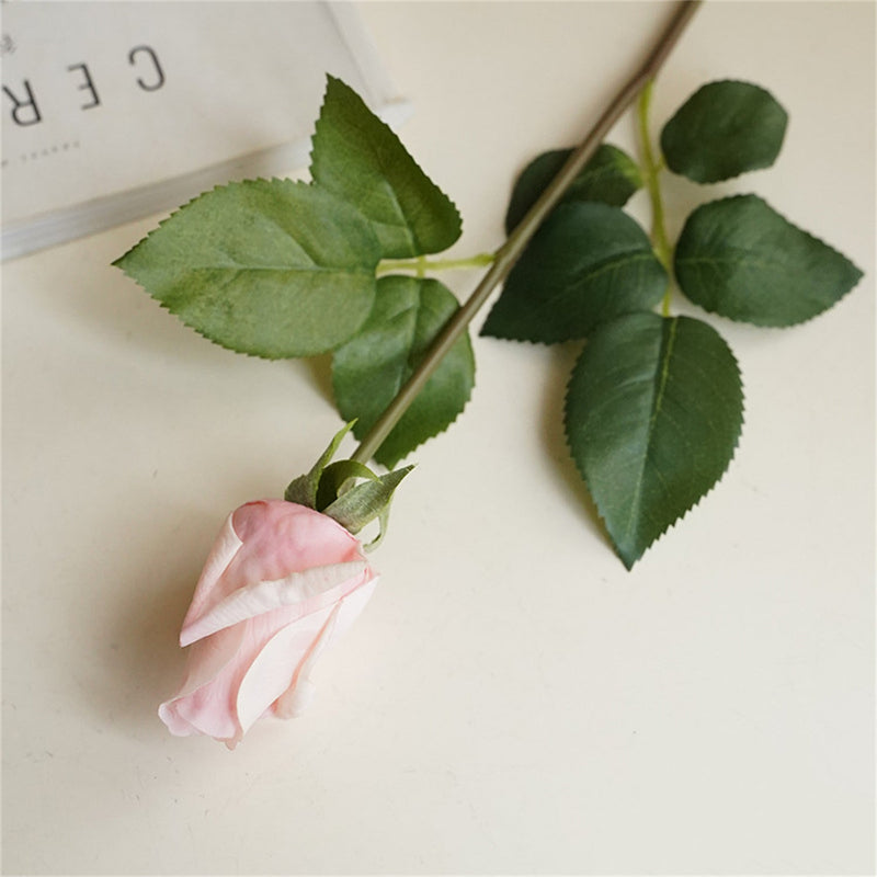 21 Inch Real Touch Rose Buds Stems 10 Pcs Artificial Silk Flower Arrangements