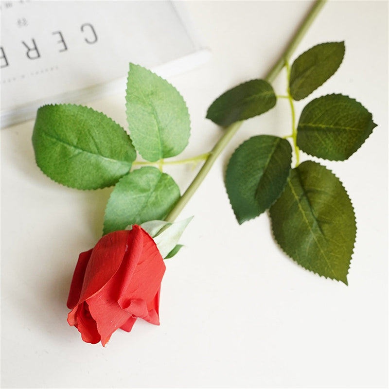 21 Inch Real Touch Rose Buds Stems 10 Pcs Artificial Silk Flower Arrangements