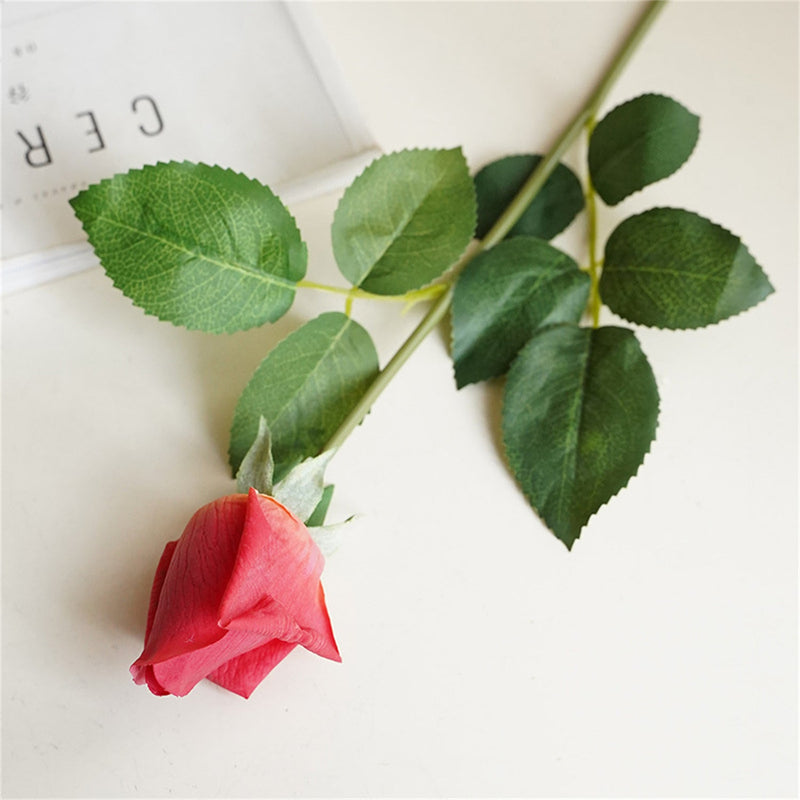 21 Inch Real Touch Rose Buds Stems 10 Pcs Artificial Silk Flower Arrangements