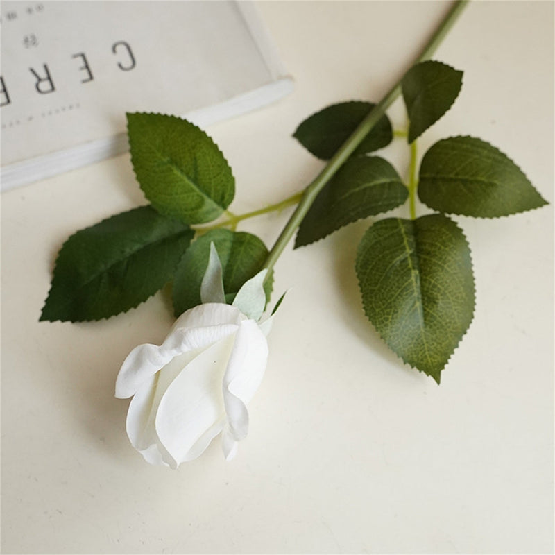21 Inch Real Touch Rose Buds Stems 10 Pcs Artificial Silk Flower Arrangements
