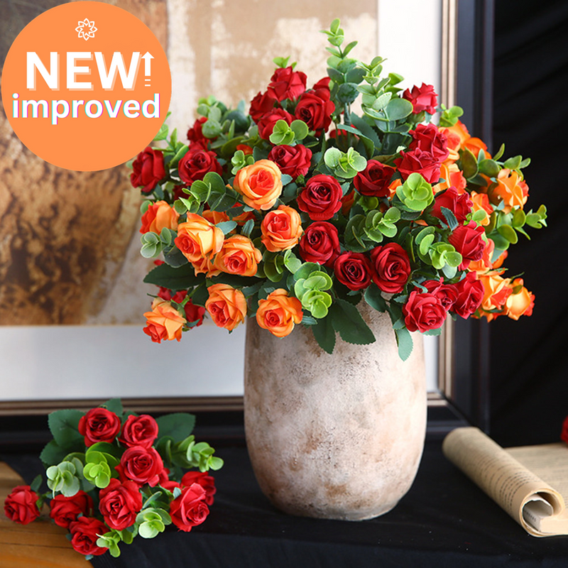 Miniature Artificial Silk Roses Bouquet Bush 2025 Upgrade, Small Decorative Flowers