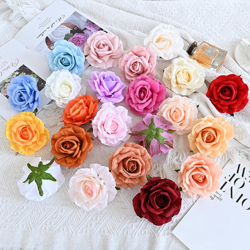 7 Pcs Avalanche Rose Silk Flower Heads for DIY Crafts Artificial Flowers Bulk