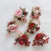 Pink Rose Mum Boutonnieres and Corsages Bulk Set, Artificial Flowers, Multiple Pieces
