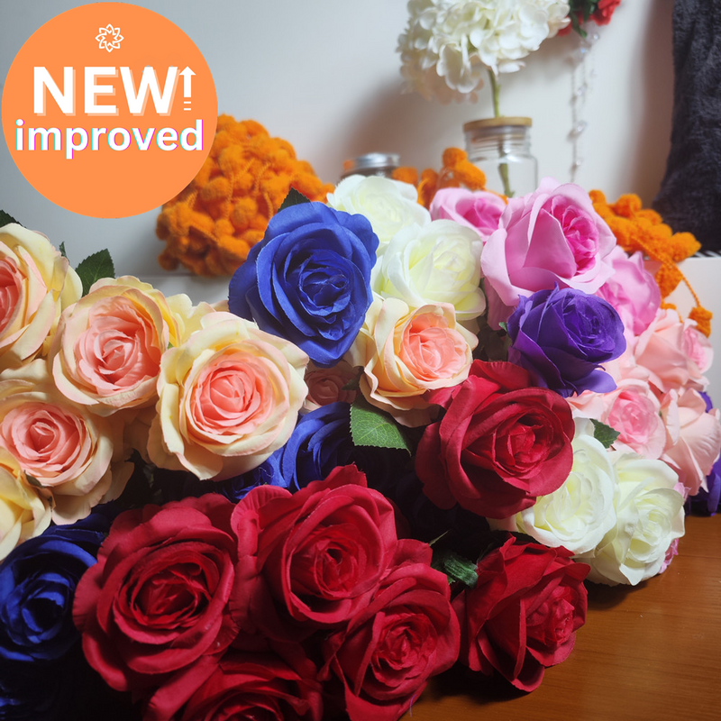 10 Pcs Artificial Silk Rose Stems, 12 Inch, Red, Wholesale Bouquet Flowers