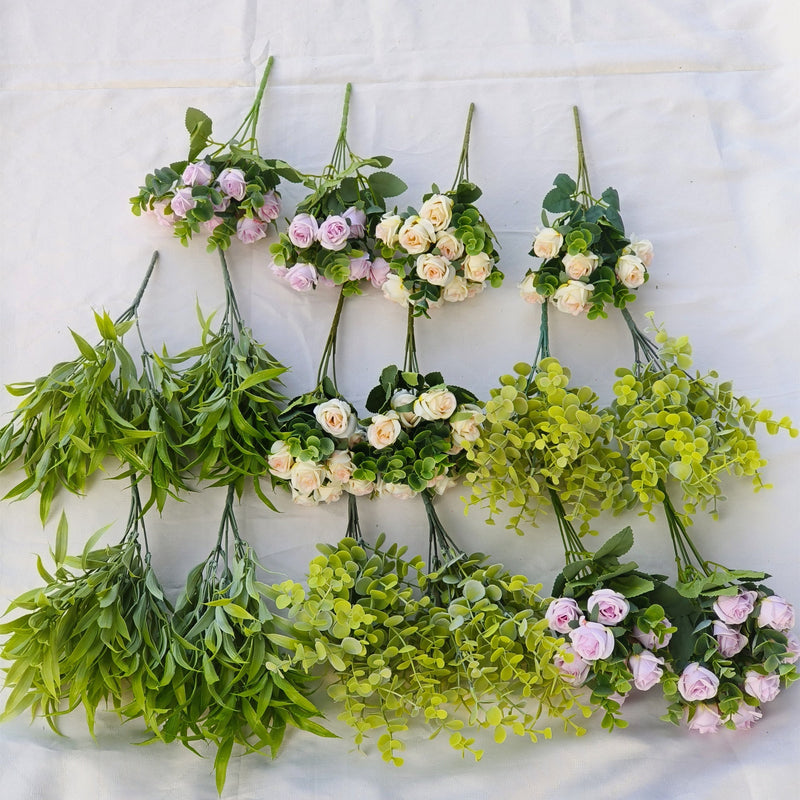 16 Bundles Mixed Artificial Spring Flowers and Plants UV Resistant for Outdoors Bulk