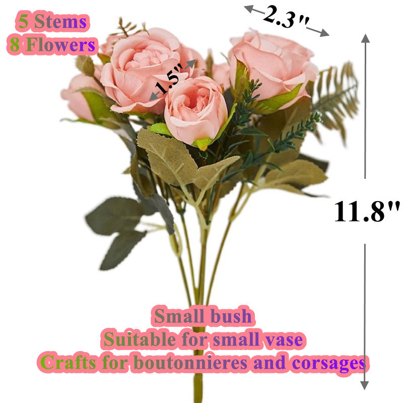 11 Inch Mini Artificial Rose Bush Stems 10 Pcs Fall Wedding Decoration Flowers