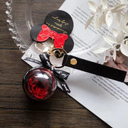 3 Pcs Artificial Rose in Glass Cover with Keychain and Card Valentine Women Gift Set