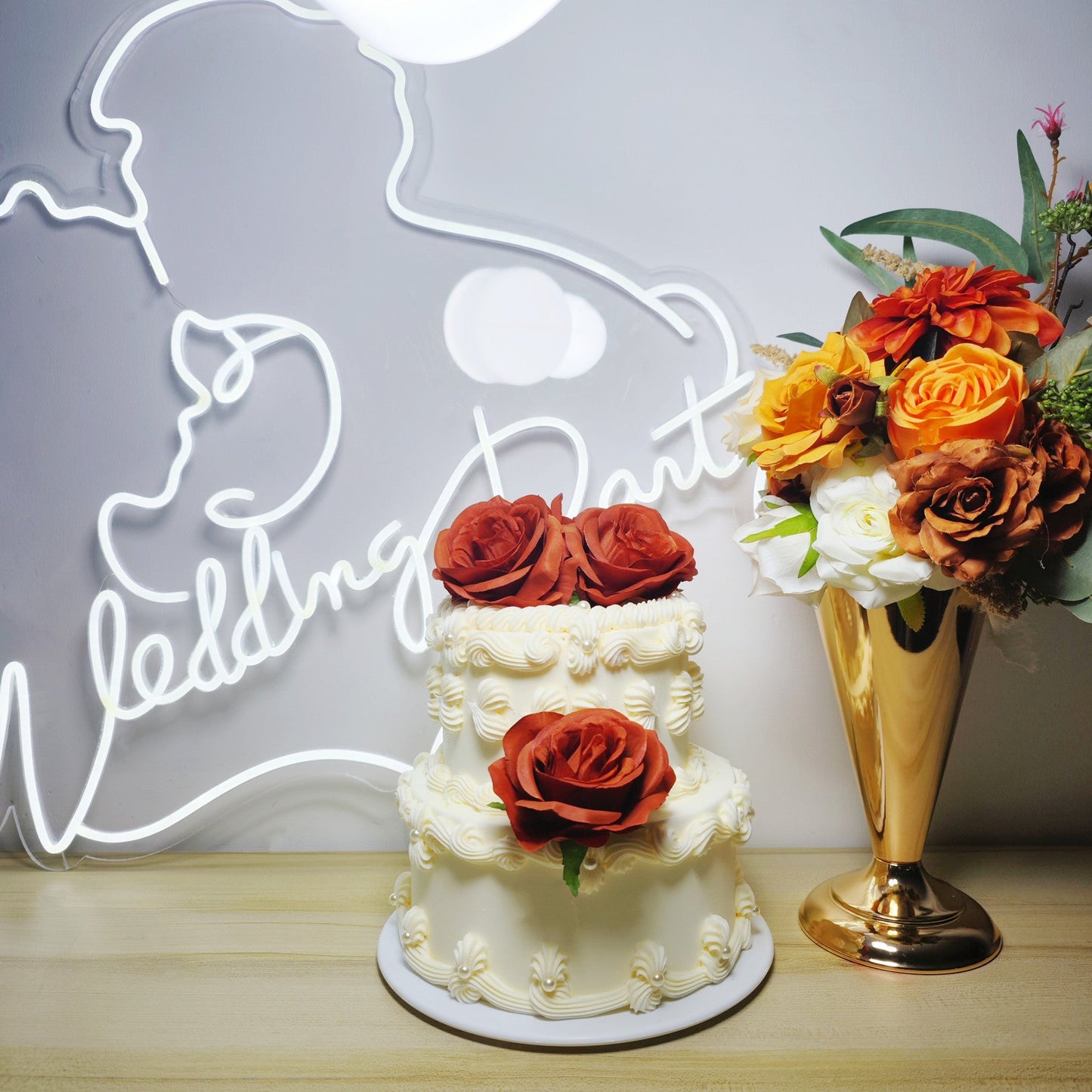 Wedding Outdoor Garden Floral Backdrop Exclusive Rose Stems - 16" Bendable Silk Decor for Venue Styling