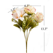 2 Pcs 13 Inch Artificial Silk Rose and Lily Bouquet Mixed Flowers