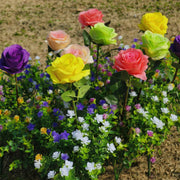 30 Pcs Mixed Artificial Outdoor Roses and Plants, UV Resistant Faux Flowers Bulk