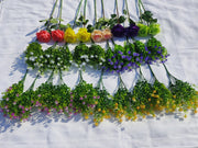 30 Pcs Mixed Artificial Outdoor Roses and Plants, UV Resistant Faux Flowers Bulk