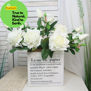 Real Touch Rose Spray Stems with Buds, 6 Stems, Artificial Silk Flowers