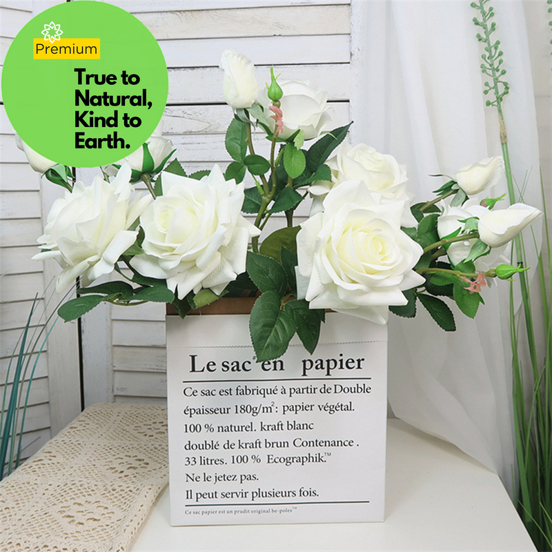 Real Touch Rose Spray Stems with Buds, 6 Stems, Artificial Silk Flowers