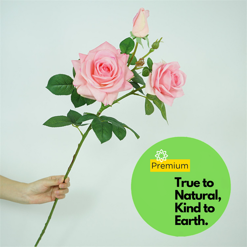 Real Touch Rose Spray Stems with Buds, 6 Stems, Artificial Silk Flowers