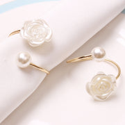 6 Pcs Artificial Silk Rose Napkin Rings with Pears, Wedding Party Favors, Bulk Set