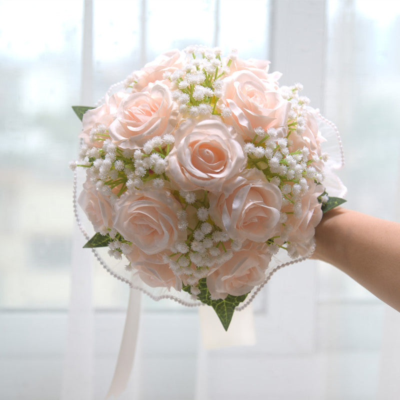 7.8 Inch Artificial Rose Toss Bouquet 10 Pcs Wedding Bridesmaid Flowers Bulk