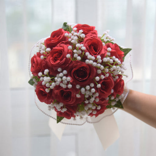 7.8 Inch Artificial Rose Toss Bouquet 10 Pcs Wedding Bridesmaid Flowers Bulk