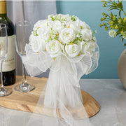 8.6 Inch Artificial Rose Bridal Bouquet, Round, Bulk Wedding Flowers, Valentine's Day Gift