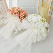 8.6 Inch Artificial Rose Bridal Bouquet, Round, Bulk Wedding Flowers, Valentine's Day Gift