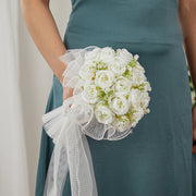 8.6 Inch Artificial Rose Bridal Bouquet, Round, Bulk Wedding Flowers, Valentine's Day Gift