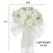 8.6 Inch Artificial Rose Bridal Bouquet, Round, Bulk Wedding Flowers, Valentine's Day Gift