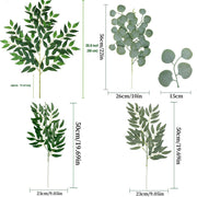 Artificial Greenery Stems 20 Pcs Silk Green Leaves Branches for DIY Wedding Arch Bouquet Vase Filler Table Centerpieces