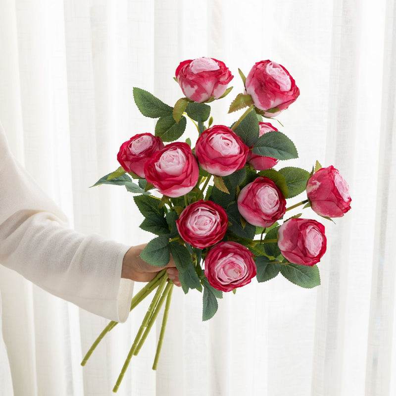 20 Inch Artificial Silk Peony Spray Branch Stems, 10 Pcs Bulk Pack