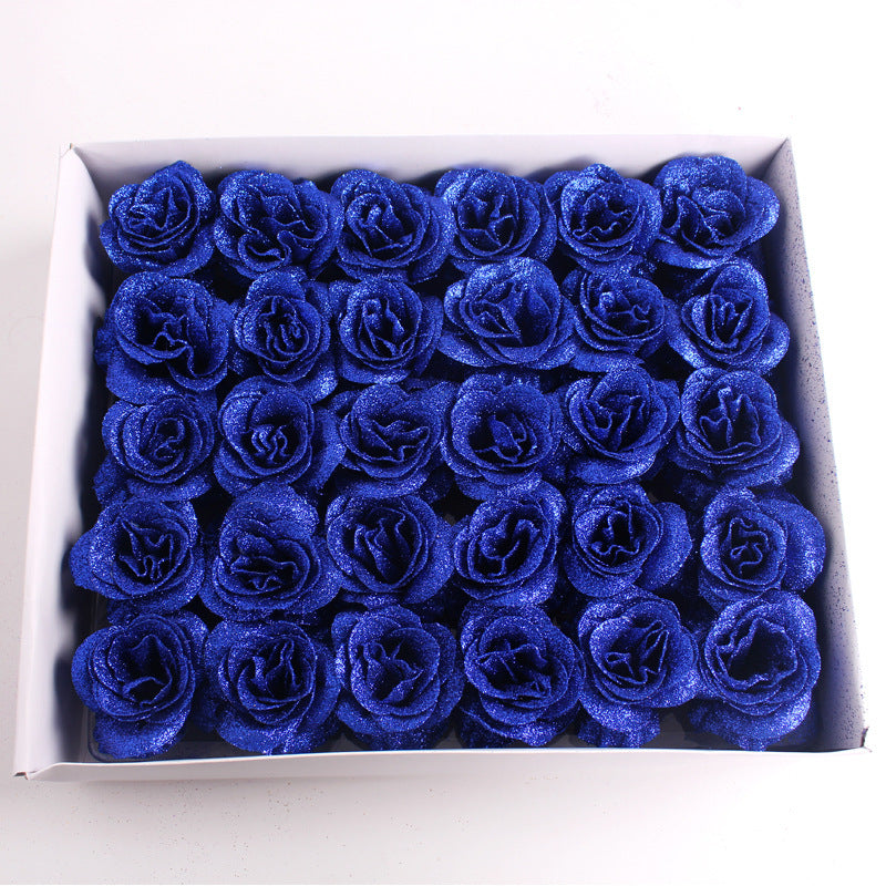 30 Pcs Artificial Glitter Roses Bouquet, 12 Inch DIY Silk Flowers for Weddings Anniversary