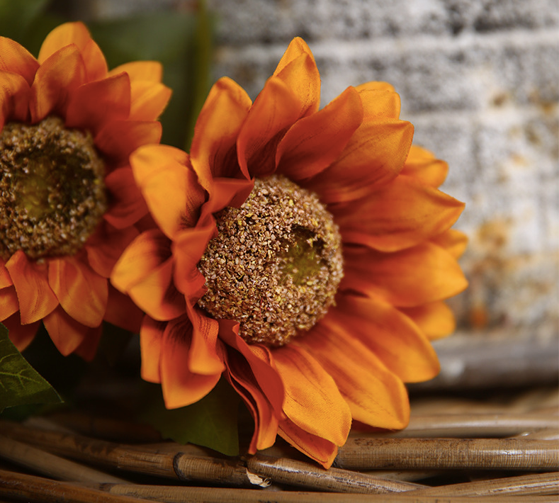 18 Inch Artificial Silk Sunflower Bush Bouquet, 1 Pc, Autumn Decoration