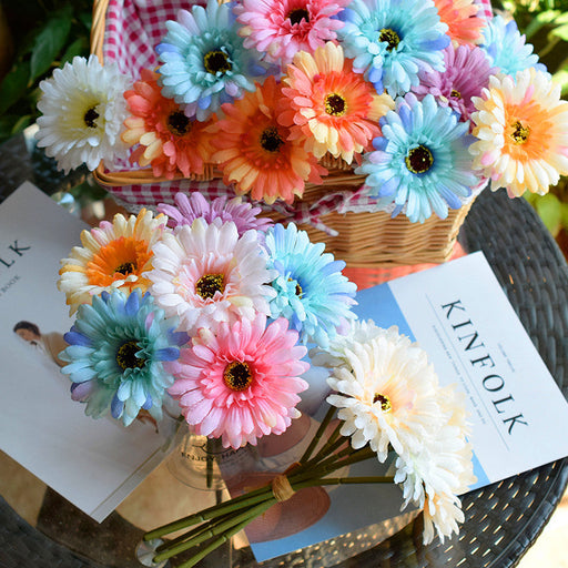 3 Pcs Artificial Silk Daisy Stems for Table Floral Arrangement Bulk Pack