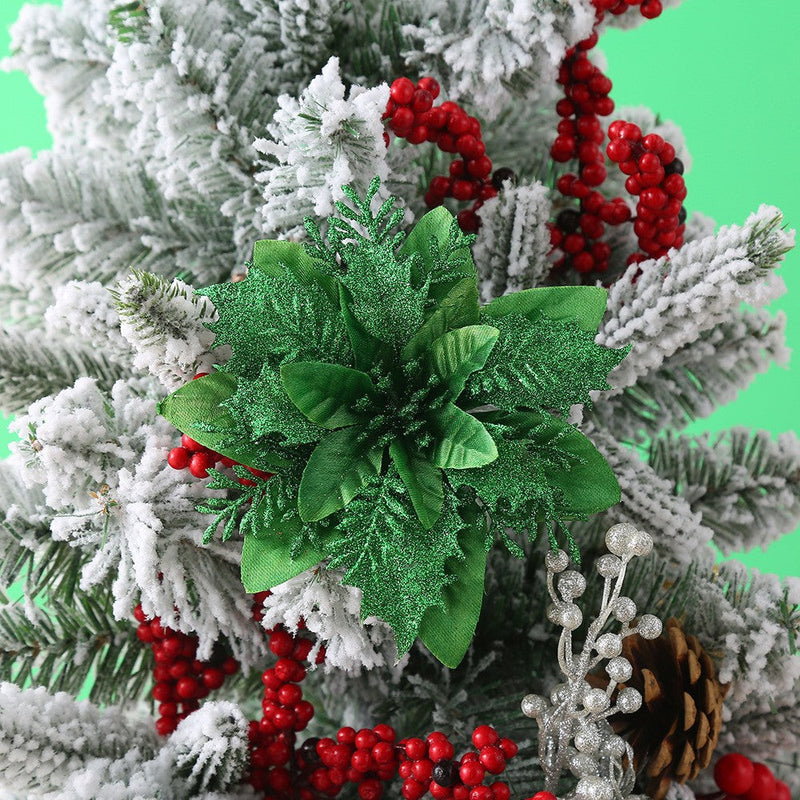 14 Colors 6 Inch Glitter Poinsettia Artificial Christmas Flowers Bulk Wholesale